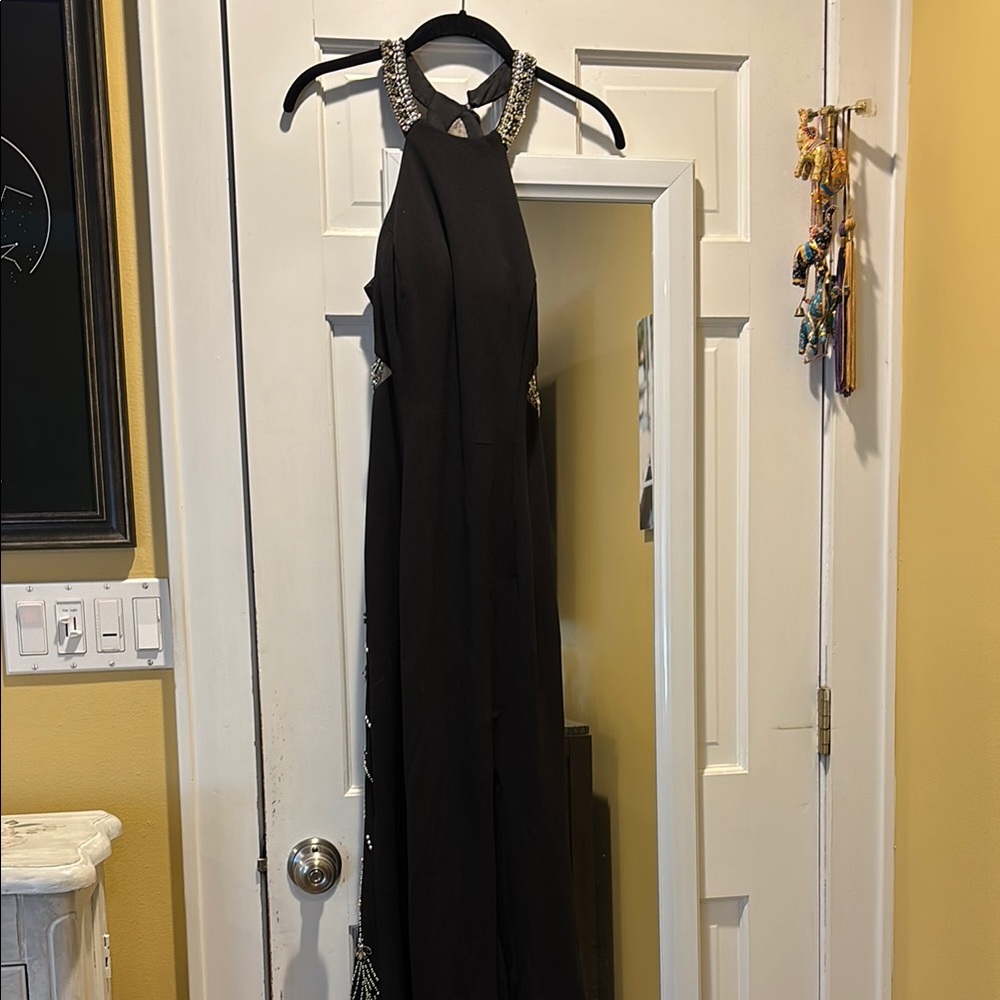 Black Sleeveless Halter Gown for Wedding or Black tie